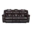 Happy Homes Reclining Leather Look Sofa Alexa Power Reclining Sofa - Brown IMAGE 1