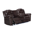Happy Homes Reclining Leather Look Sofa Alexa Power Reclining Sofa - Brown IMAGE 3