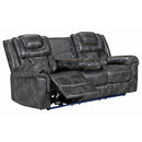 Happy Homes Reclining Leather Look Sofa Alexa Power Reclining Sofa - Grey IMAGE 1