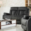 Happy Homes Reclining Fabric Loveseat 9760 Reclining Loveseat - Grey IMAGE 1