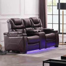 Happy Homes Romina Power Reclining Bonded Leather Loveseat with Console Romina Power Reclining Loveseat - Brown IMAGE 1