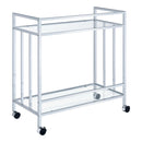 Coaster Furniture Cara 181382 Rectangular Glass Bar Cart - Chrome IMAGE 6