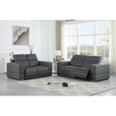 New Era Innovations Franco Power Reclining Leather Sofa Franco MI-1122 Power Sofa - Dark Grey IMAGE 3