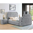 Crown Mark Natalia 5115GY-K King Bed with Fireplace and TV Lift - Grey IMAGE 3