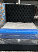 TUFTED TALL 6FT HEADBOARD VELVET BED FRAME IN QUEEN AND KING SIZE BRAND NEW