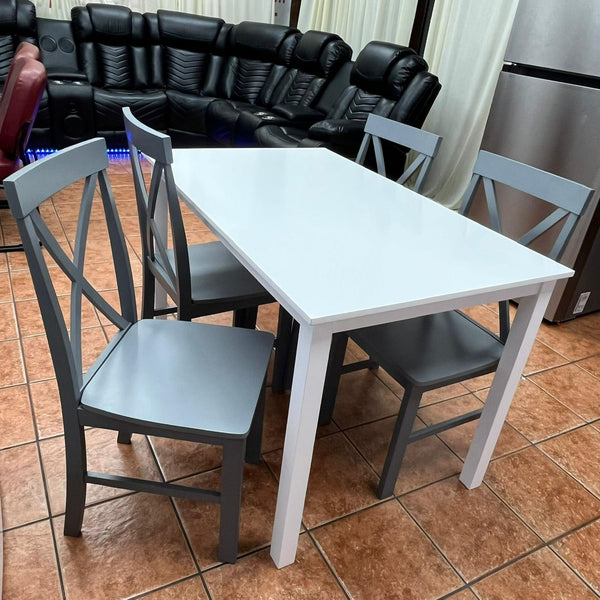 Solid Wood Dining Table White Table with Grey Chairs Clearance