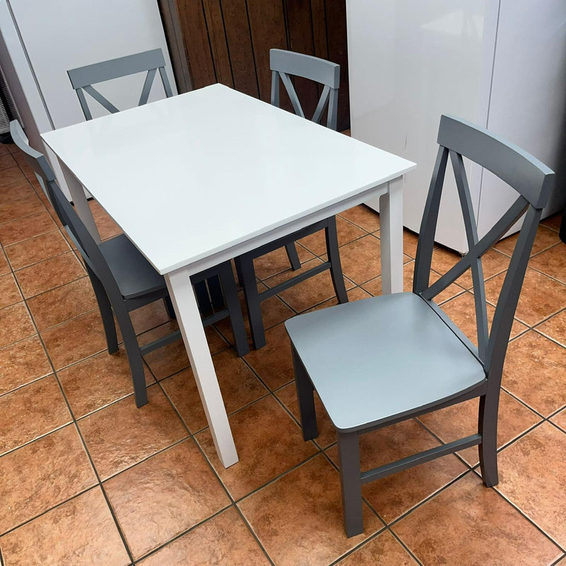 Solid Wood Dining Table White Table with Grey Chairs Clearance