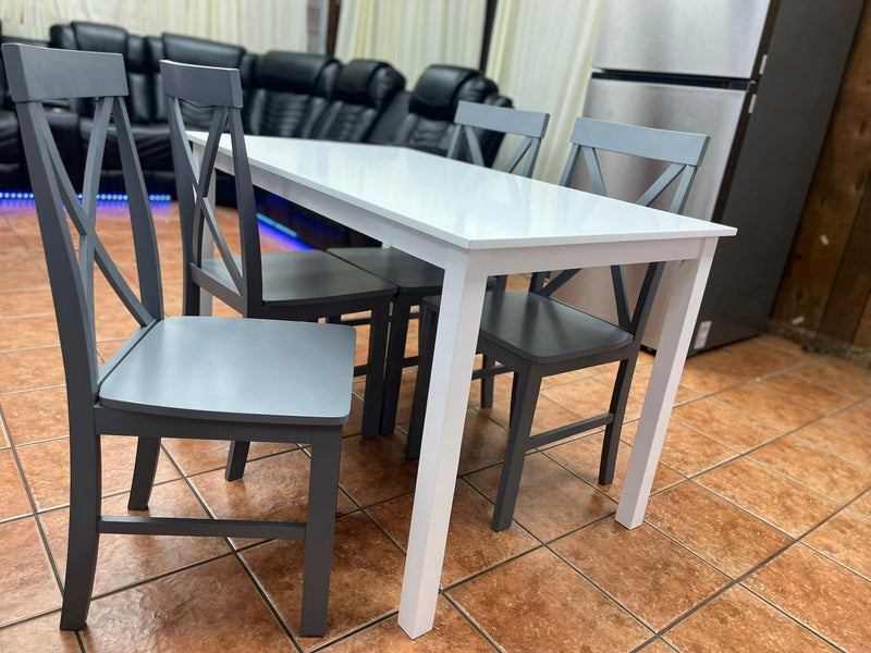Solid Wood Dining Table White Table with Grey Chairs Clearance