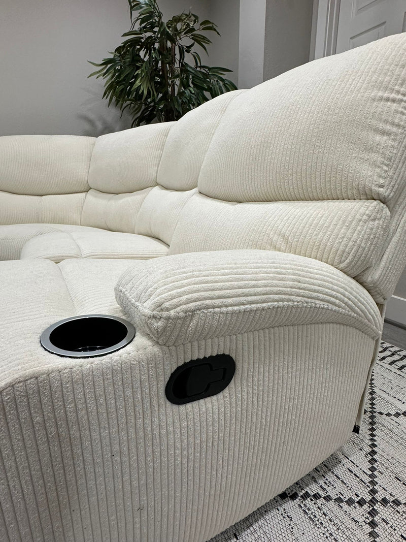 Beige Fabric Reclining Sectional Sofa