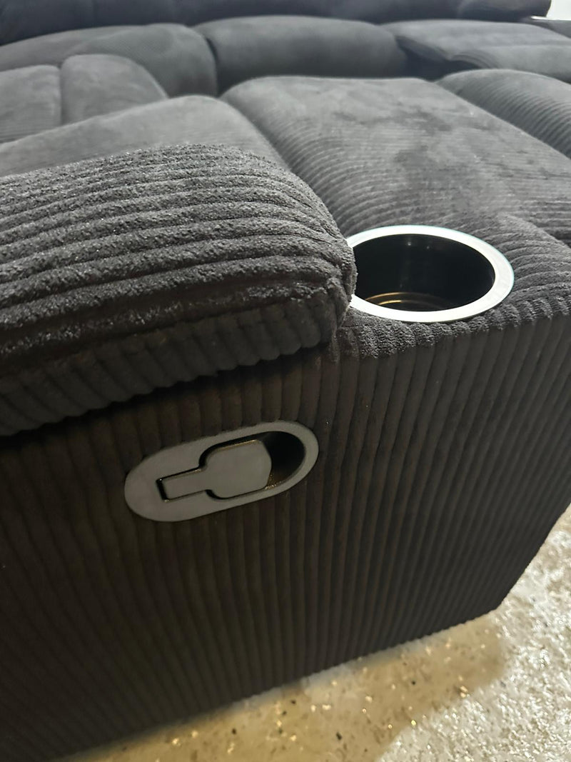 Empire Fabric Sectional Sofa In Black