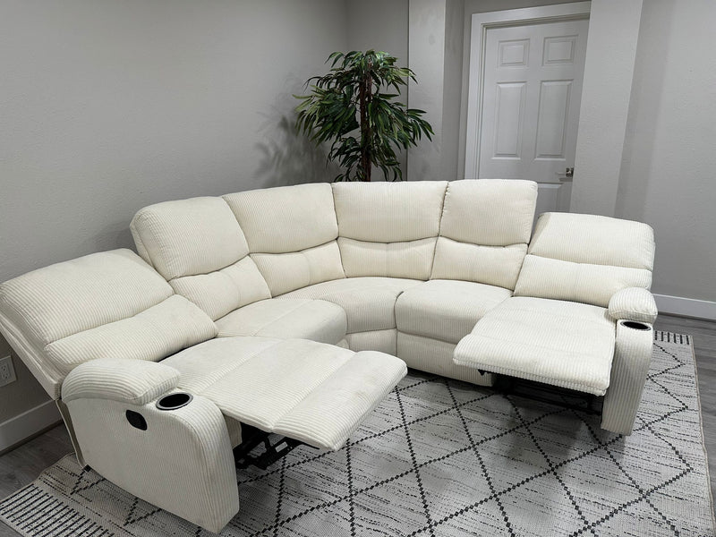Beige Fabric Reclining Sectional Sofa