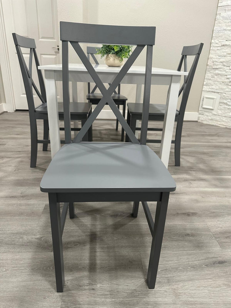 Solid Wood Dining Table White Table with Grey Chairs Clearance