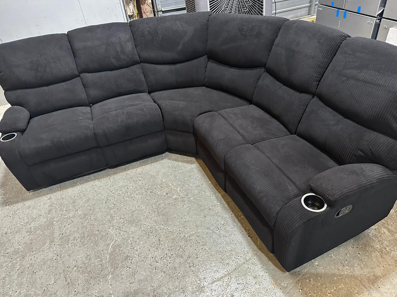 Empire Fabric Sectional Sofa In Black
