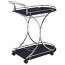 Coaster Furniture Elfman 910001 2-tier Glass Shelf Metal Bar Cart - Black and Chrome IMAGE 7