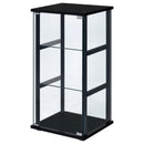 Coaster Furniture Cyclamen 950179 3-shelf Clear Glass Curio Display Cabinet - Black IMAGE 3