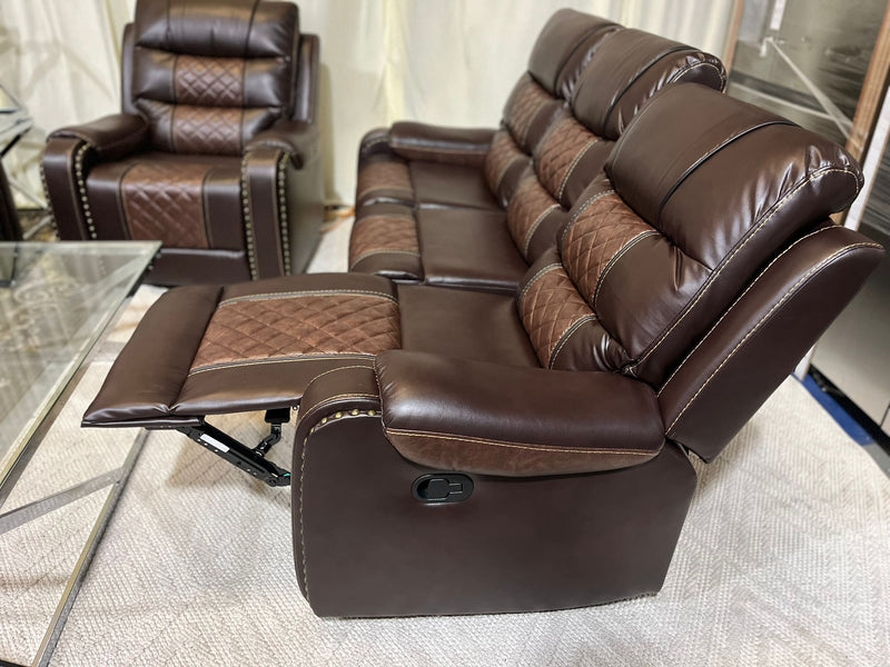 Brown Two Tone Reclining Sofa 3PC Set CLEARANCE NEW IN BOX