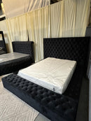 Paris Black Platform Bed Queen, King