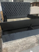 Velvet Upholstered Paris Platform Bed Frame with Storage - Black