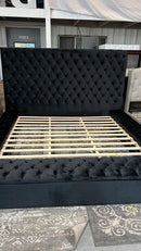 Velvet Upholstered Paris Platform Bed Frame with Storage - Black