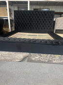 Velvet Upholstered Paris Platform Bed Frame with Storage - Black