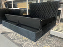 Velvet Upholstered Paris Platform Bed Frame with Storage - Black