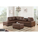 Happy Homes Heights Stationary Faux Leather 2 pc Sectional Heights 2 pc Sectional with Ottoman - Brown IMAGE 1