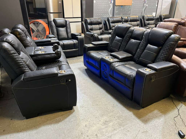 Stephano Reclining Sofa Set Black