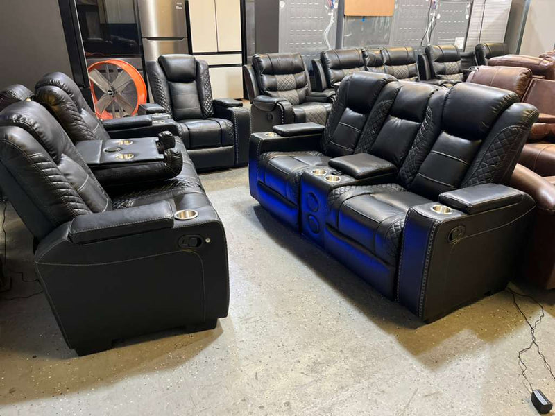 Stephano Reclining Sofa Set Black