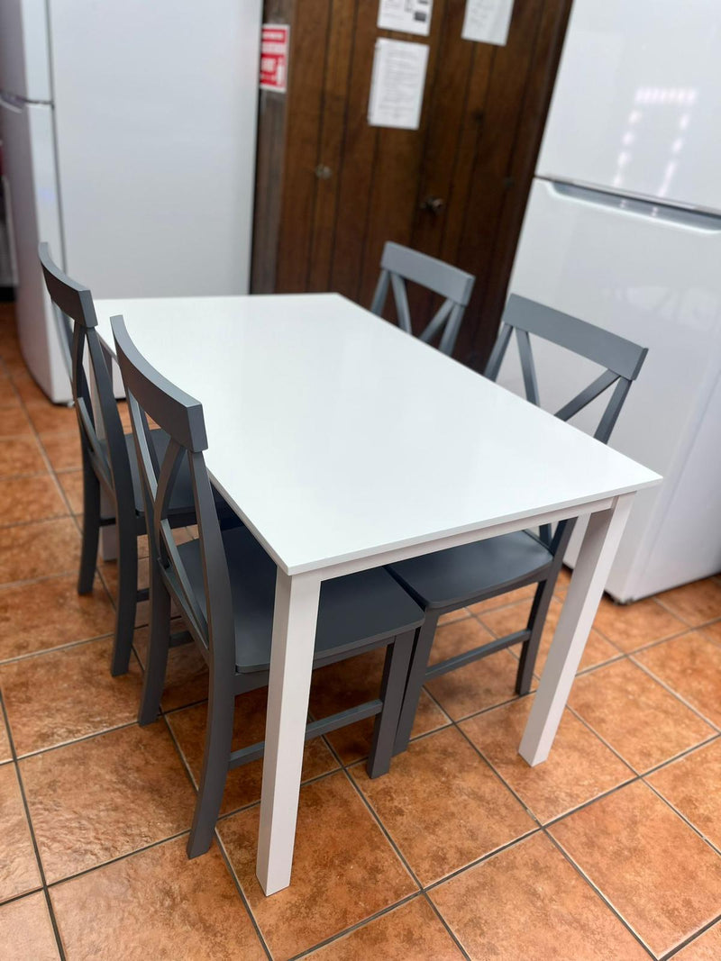 Solid Wood Dining Table White Table with Grey Chairs Clearance