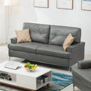 Happy Homes Skyhouse Grey Stationary Leather Look Sofa Skyhouse Grey 73997S Sofa IMAGE 1
