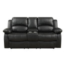 Happy Homes Reclining Leather Look Loveseat with Console 110100 Loveseat - Black IMAGE 1