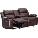 Happy Homes Samuel Reclining Leather Look Loveseat with Console Samuel Loveseat - Brown IMAGE 2