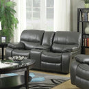 Happy Homes Florence Reclining Leather Look Loveseat with Console Florence Loveseat - Grey IMAGE 1