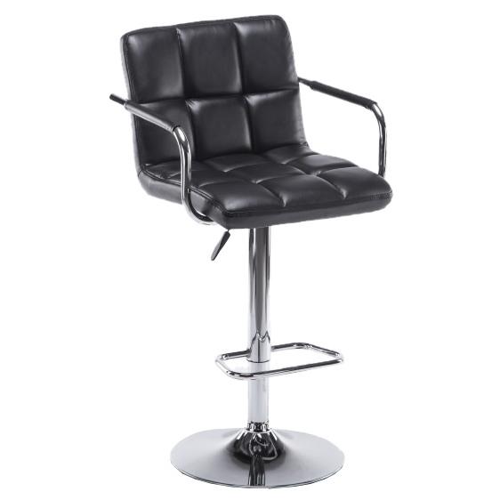 Happy Homes Adjustable Height Stool HHC2494 Barstool with Arms - Black IMAGE 1