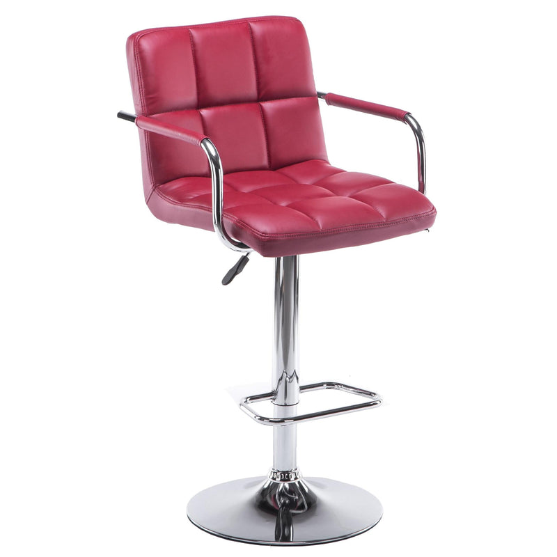 Happy Homes Adjustable Height Stool HHC2494 Barstool with Arms - Red IMAGE 1