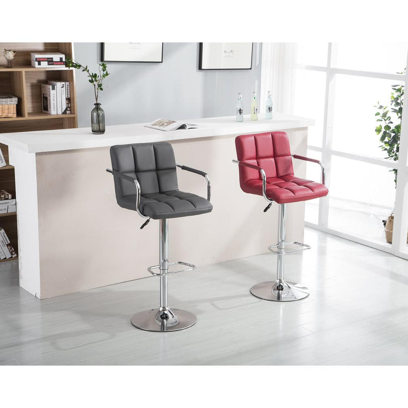 Happy Homes Adjustable Height Stool HHC2494 Barstool with Arms - Red IMAGE 2