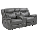 Coaster Furniture Conrad Reclining Leatherette Loveseat with Console 650355 IMAGE 1
