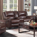 Happy Homes Reclining Leather Loveseat with Console HH8514L Loveseat - Brown IMAGE 1