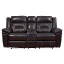 Happy Homes Flexville Reclining Leather Loveseat with Console Flexville Loveseat - Espresso IMAGE 1