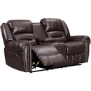 Happy Homes Lexington Reclining Leather Look Loveseat with Console Lexington 911 Loveseat - Brown IMAGE 1