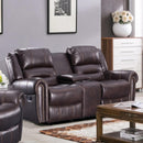 Happy Homes Lexington Reclining Leather Look Loveseat with Console Lexington 911 Loveseat - Brown IMAGE 2