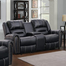 Happy Homes Lexington Reclining Leather Look Loveseat with Console Lexington 911 Loveseat - Black IMAGE 2