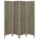 Coaster Furniture Deepika 961415 4-Panel Room Divider Folding Screen - Grey Driftwood IMAGE 3