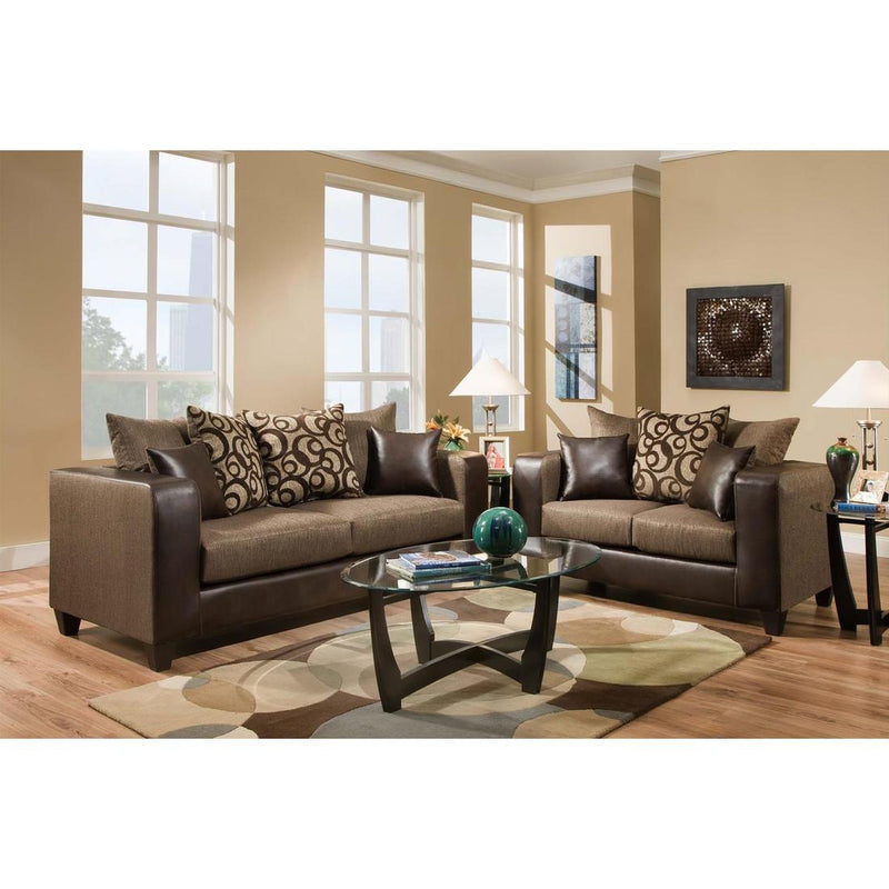 Happy Homes Stationary Fabric Loveseat 110-Brown IMAGE 2