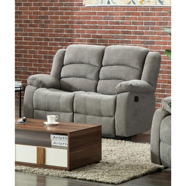 Happy Homes Dynamo Reclining Fabric Loveseat Dynamo Loveseat - Gray IMAGE 1