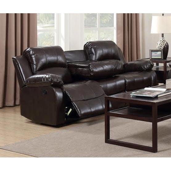 Happy Homes Astros Reclining Leather Sofa Astros - Brown IMAGE 1
