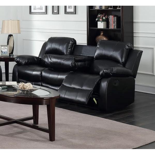 Happy Homes Astros Reclining Leather Sofa Astros - Black IMAGE 1
