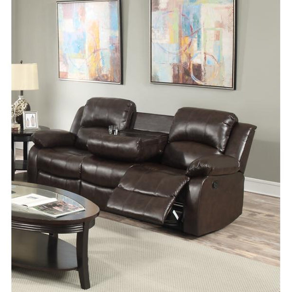Happy Homes Reclining Leather Sofa 10100 Reclining Sofa - Brown IMAGE 1