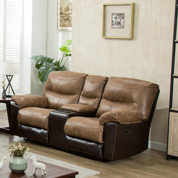 Happy Homes Reclining Fabric Loveseat with Console HH8507 IMAGE 1