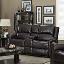 Happy Homes Monrose Reclining Leather Loveseat with Console Monrose - Brown IMAGE 1